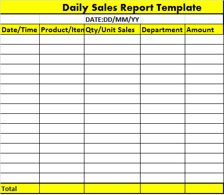 Daily Sales Report Template Excel