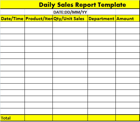 Daily Sales Report Template - Free Report Templates