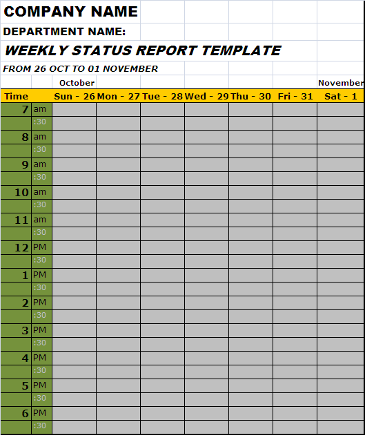 Weekly Status Report Template from www.freereporttemplate.com