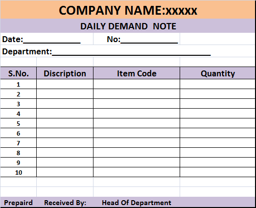 Daily Demand Report Template