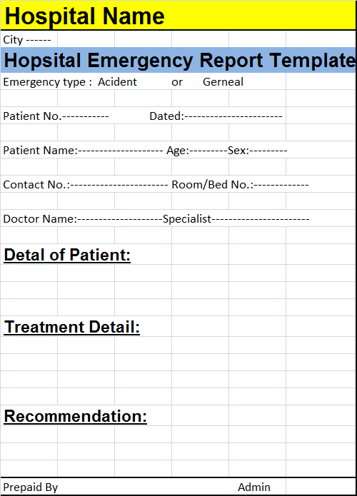 Free Hospital Report Template
