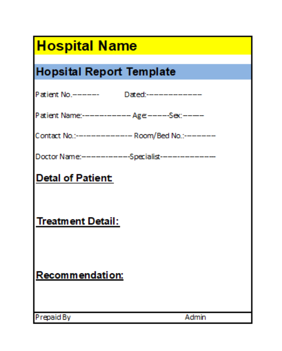 How To Write Hospital Report Template
