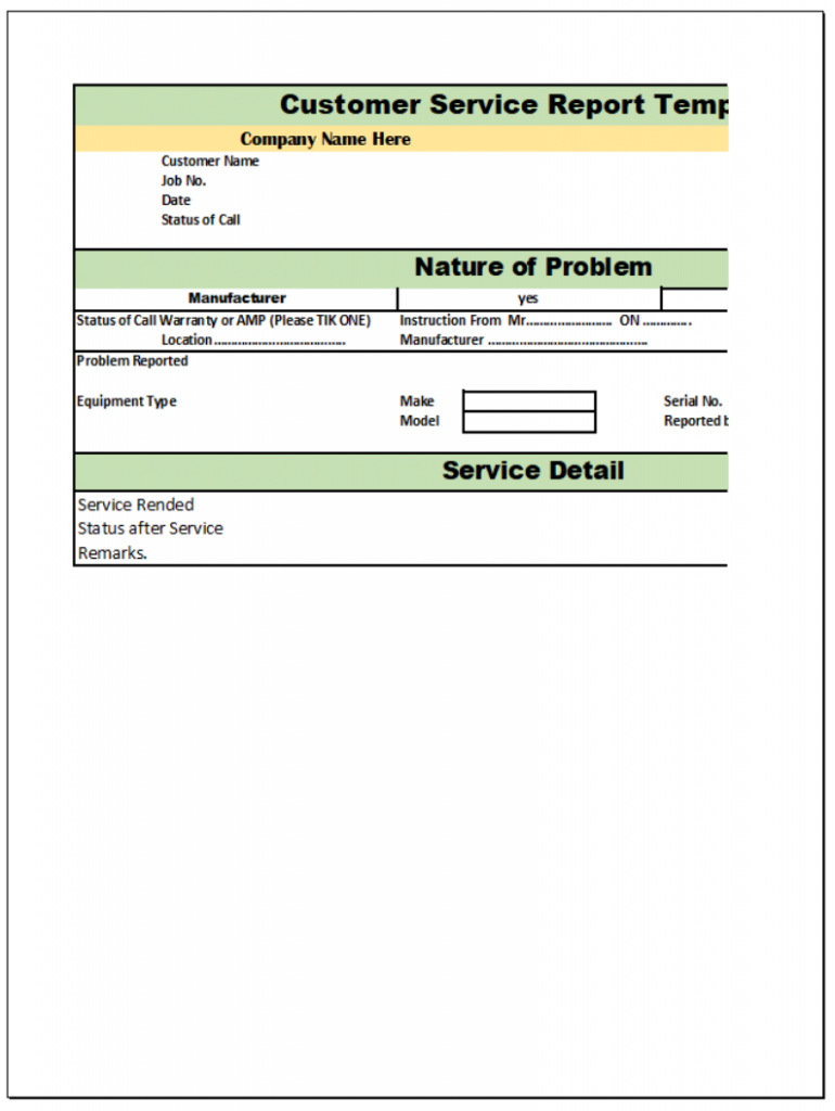 Top 21 Customer Service Report Template – Free Report Templates With Service Review Report Template