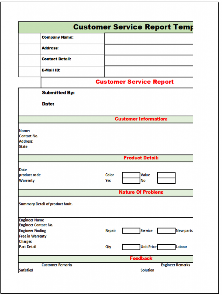 Top 21 Customer Service Report Template – Free Report Templates For Service Review Report Template