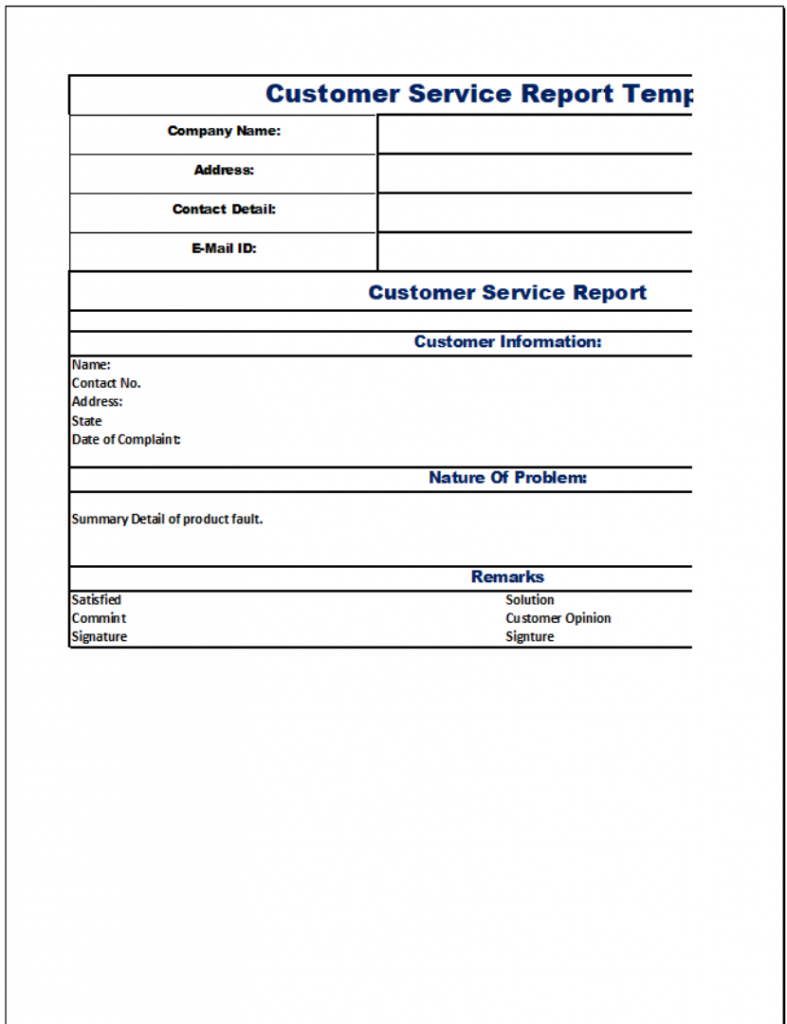 Top 22 Customer Service Report Template – Free Report Templates With Customer Information Card Template