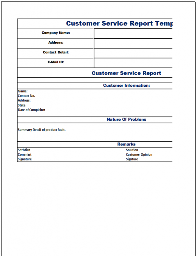 Top 22 Customer Service Report Template – Free Report Templates For Customer Information Card Template