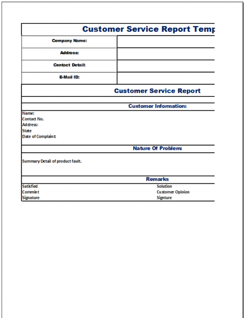 Top 21 Customer Service Report Template – Free Report Templates In Service Review Report Template