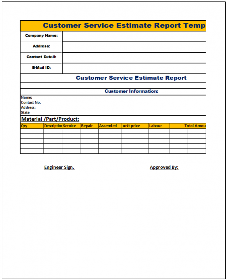 Customer Service Report Template