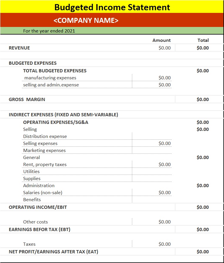 free income report template