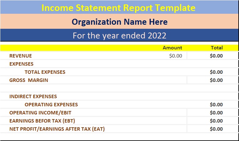 Free Income Statement report template