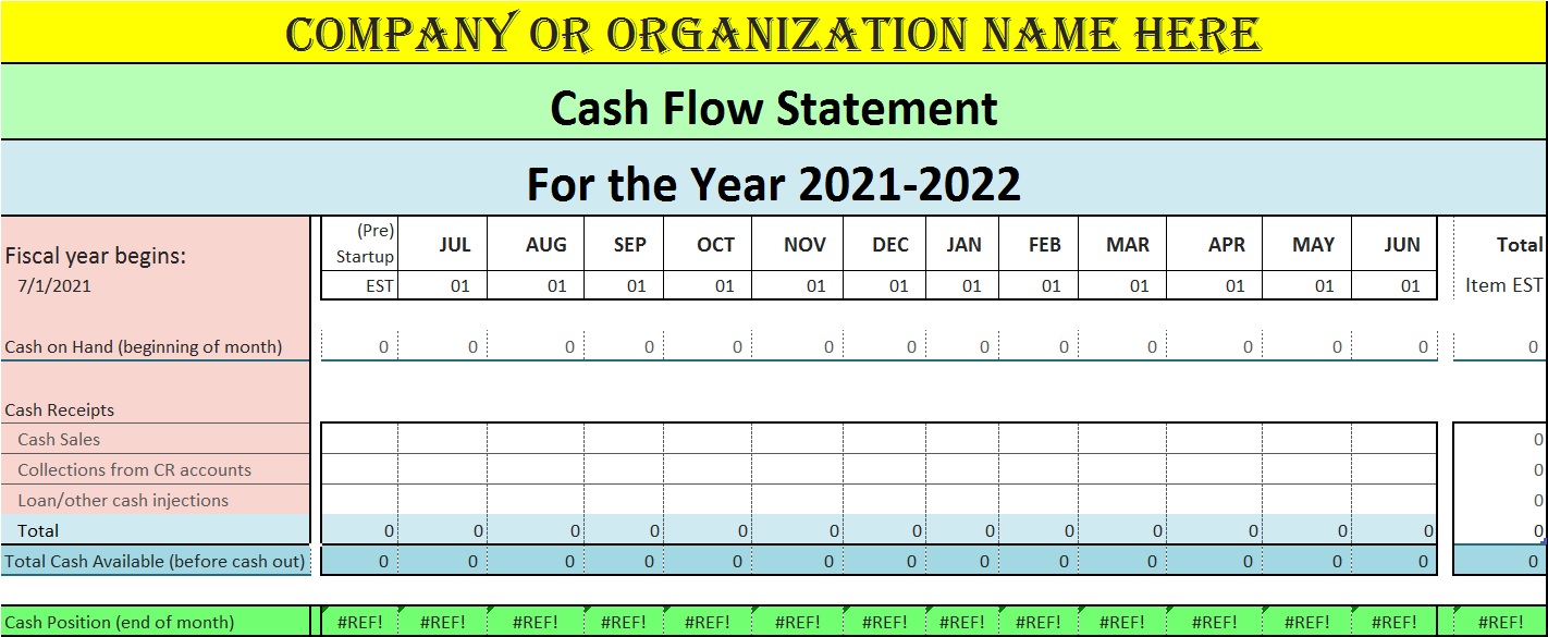 Cash Flow or Budgeted CF Report Template – Free Report Templates With Cash Position Report Template