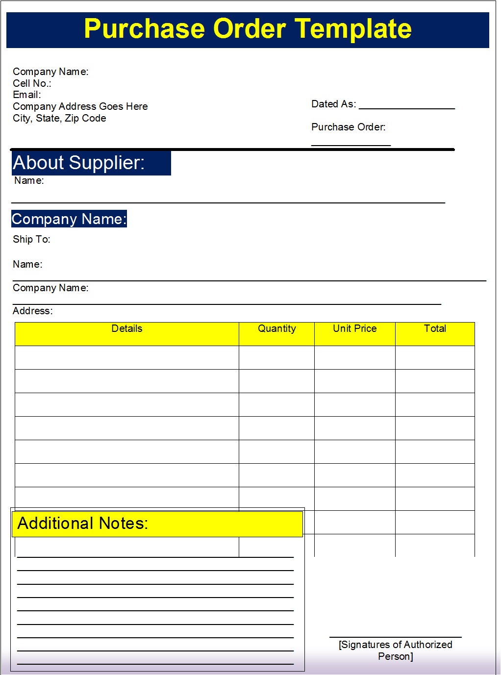 Purchase Order Template – Free Report Templates With State Report Template