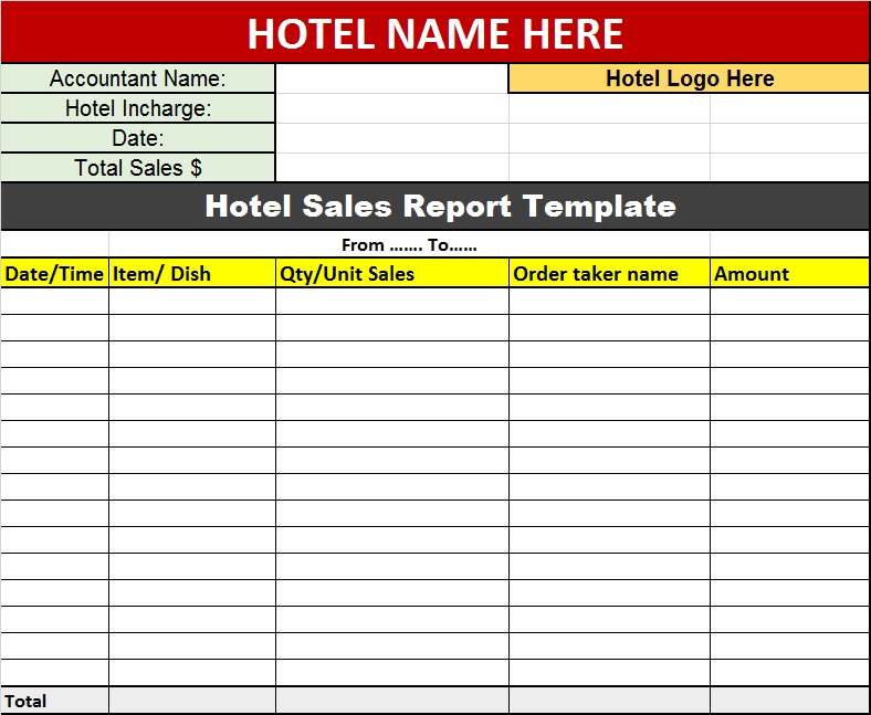 hotel sales report template