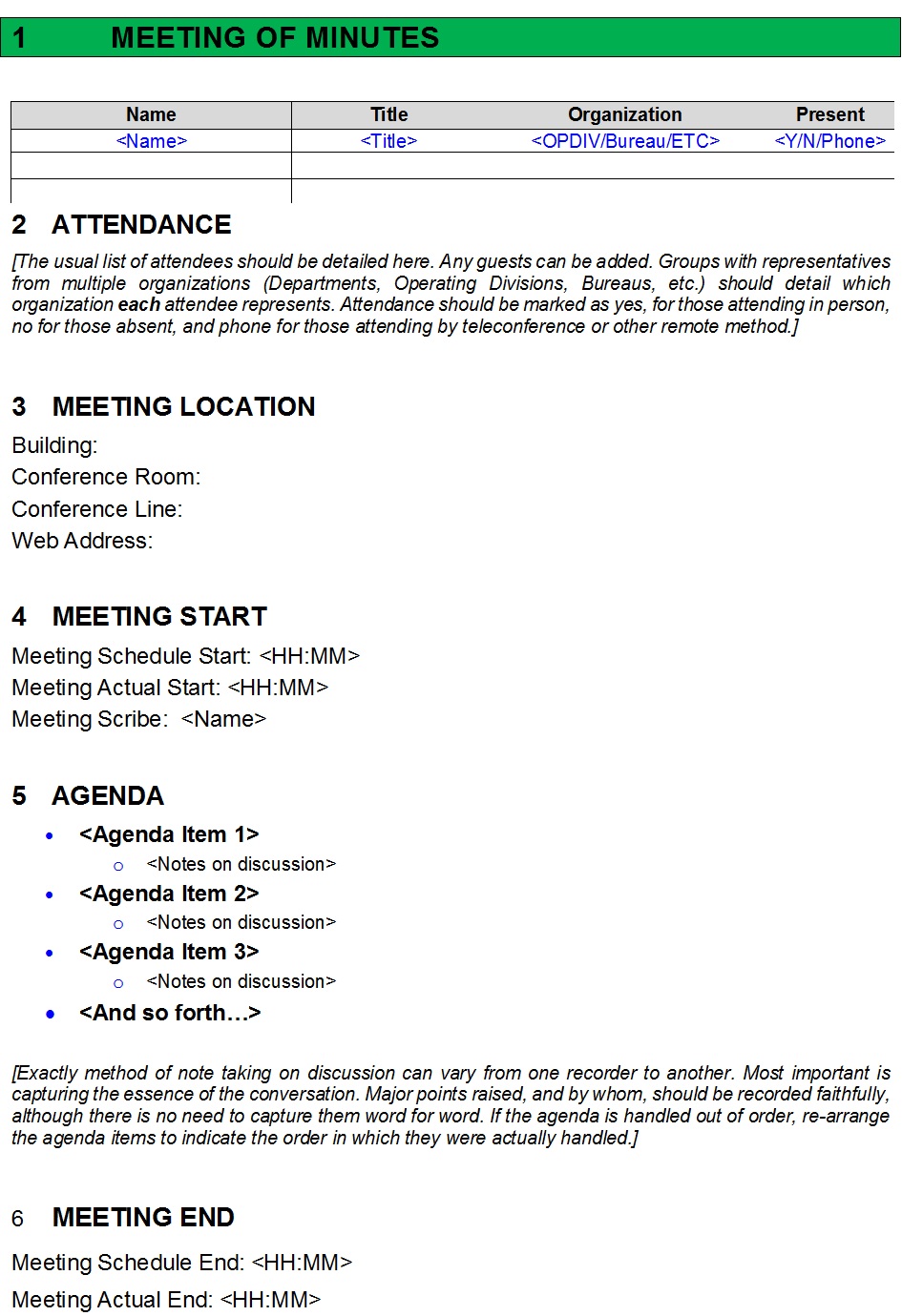 Meeting Minutes Report Template – Free Report Templates With Meeting Notes Format Template