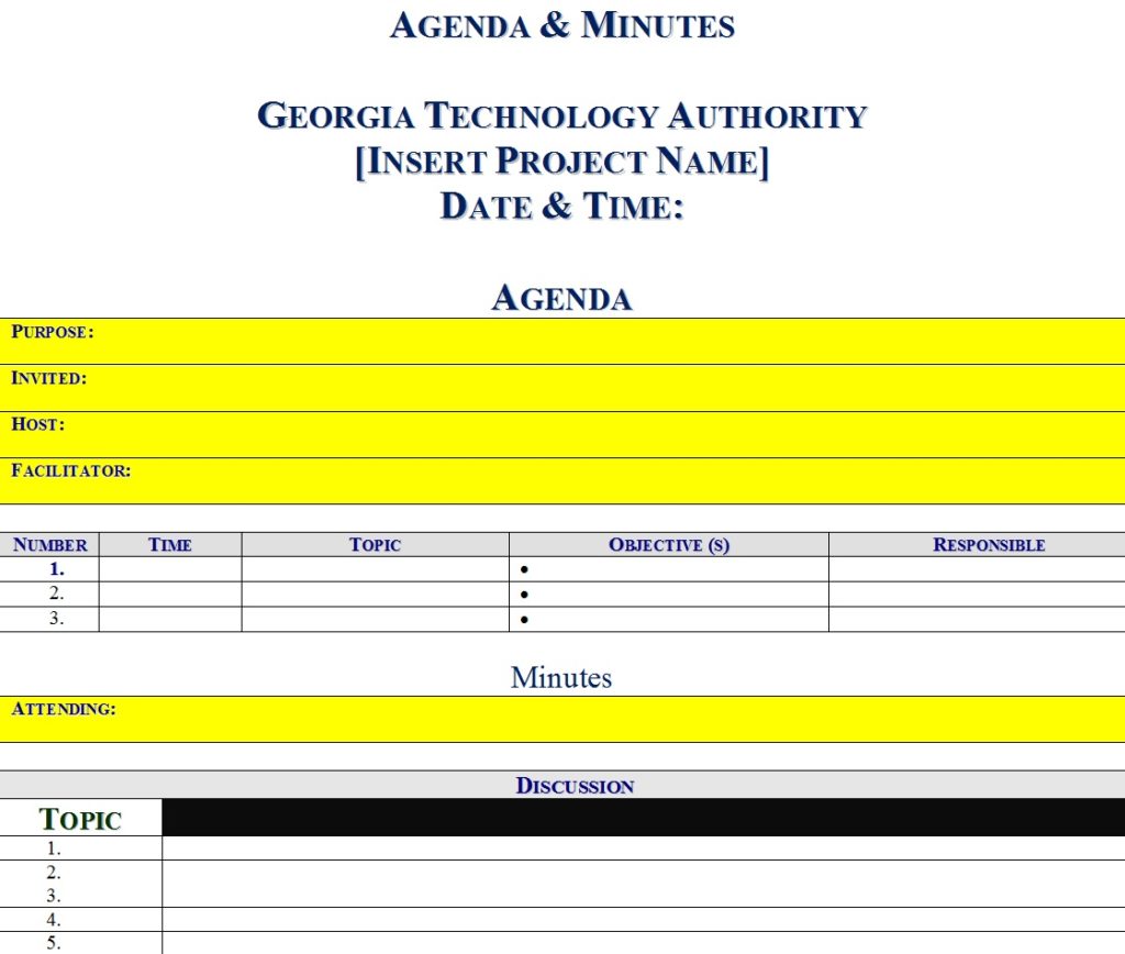 Meeting Notes Template  Work Meeting Agenda Record