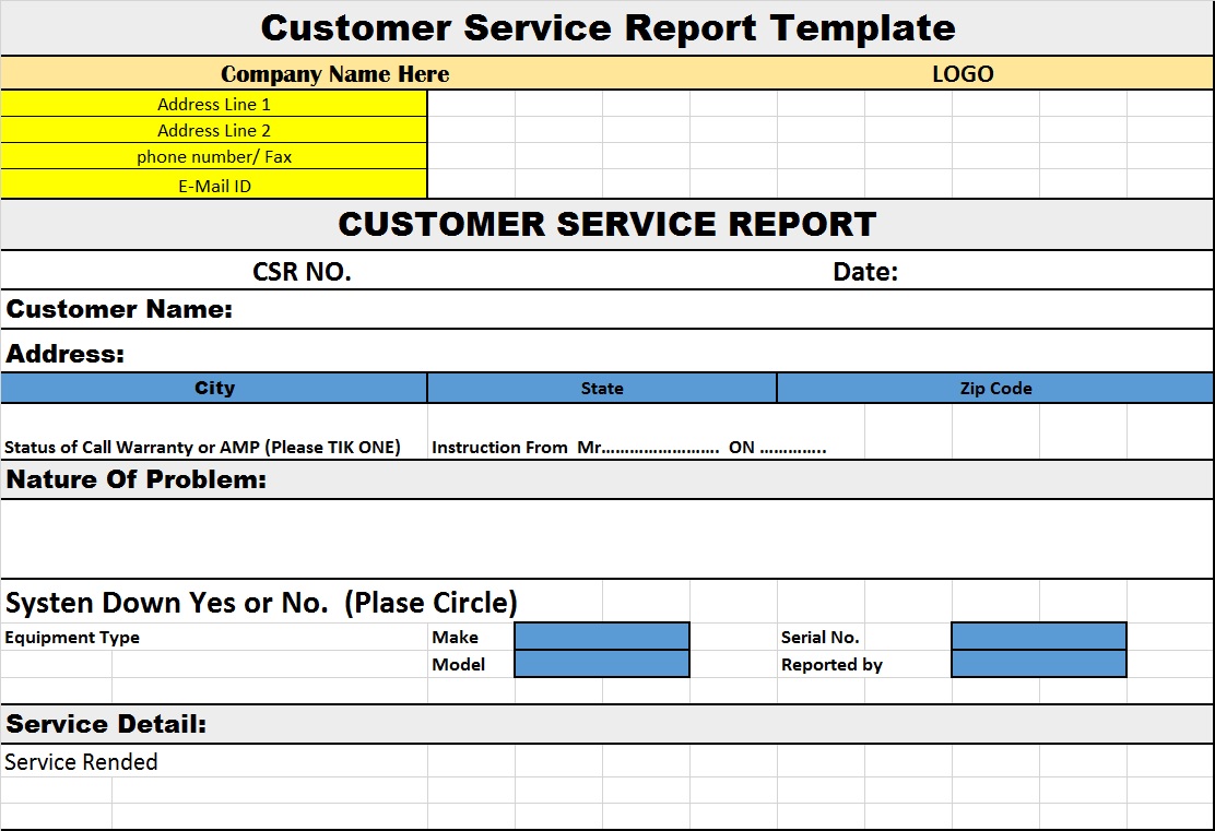client service report template
