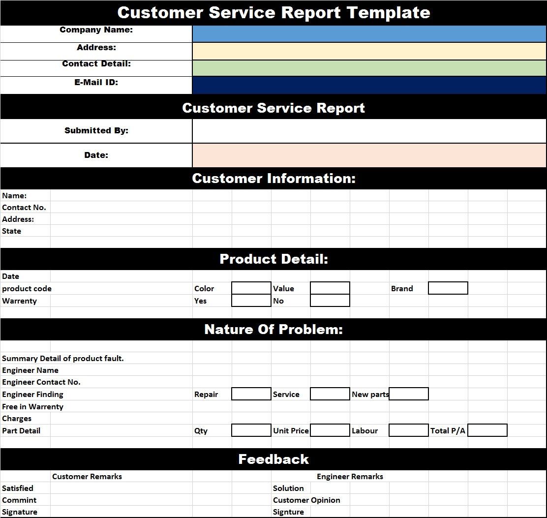 customer service monthly report sample