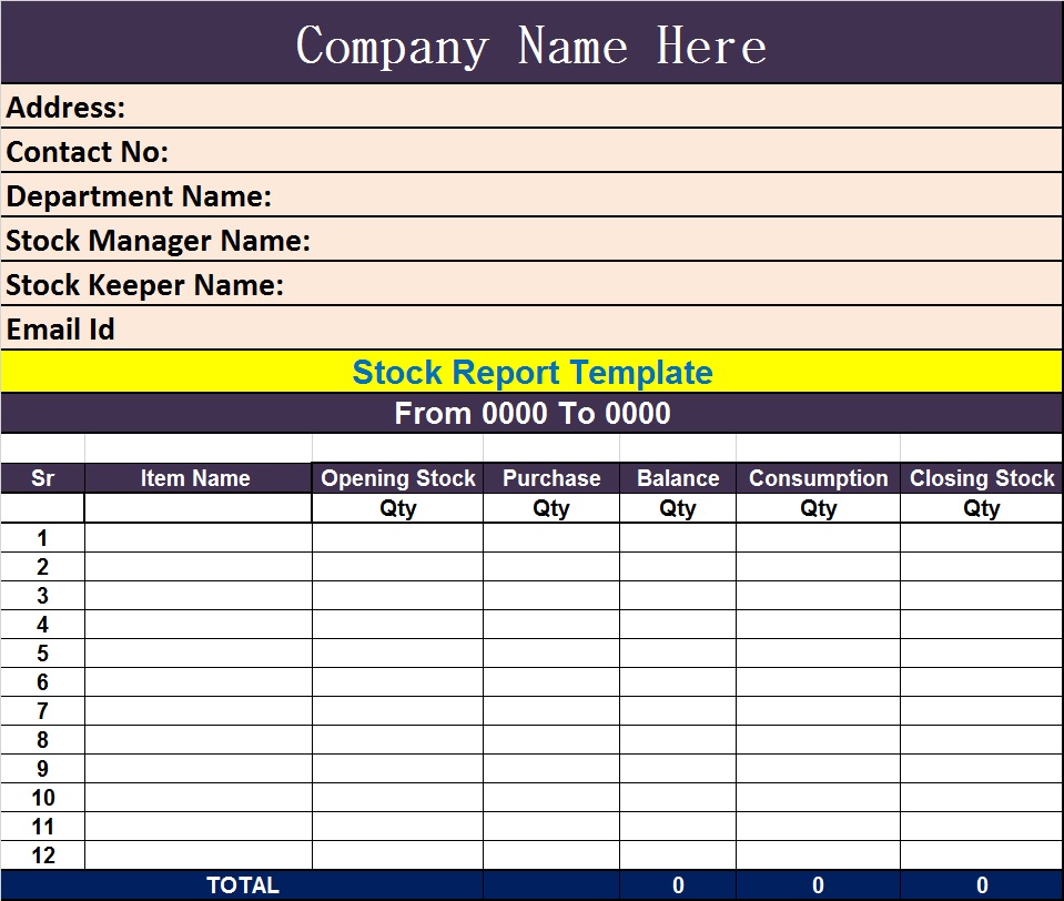 Stock Report Template Free Report Templates