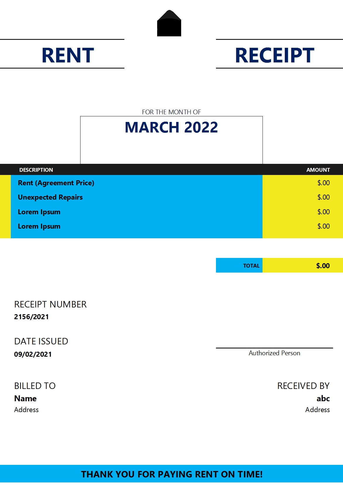 Rent Receipt Report Template – Free Report Templates