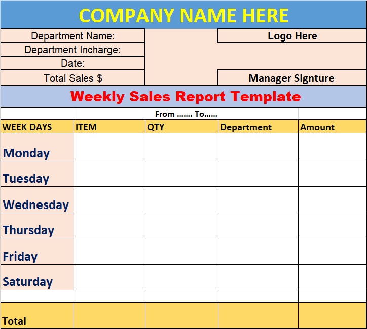 Free weekly Sales Report Template 