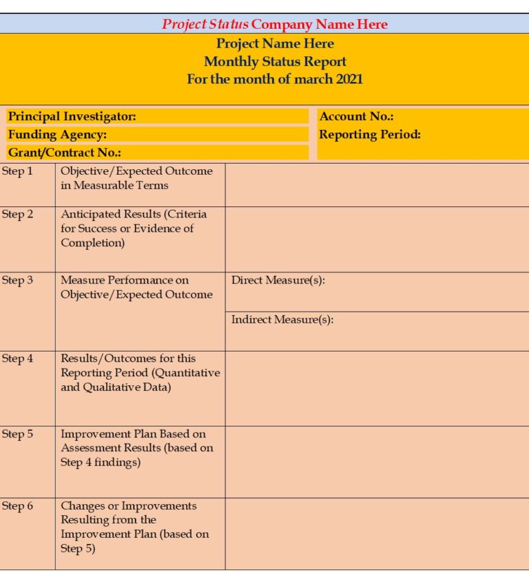 Google Docs Status Report Template Google Docs Status Report Template