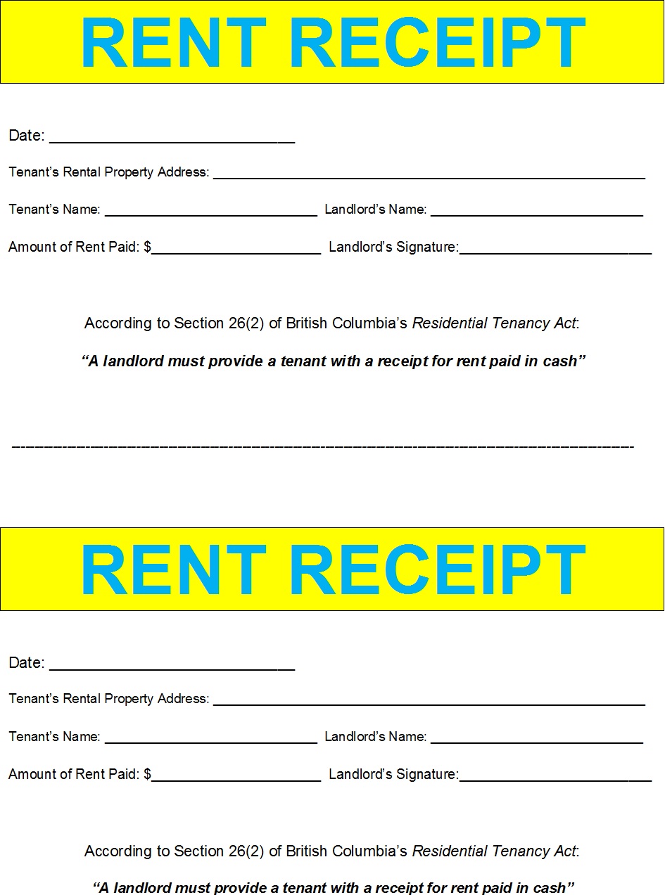 Rent Receipt Report Template Free Report Templates