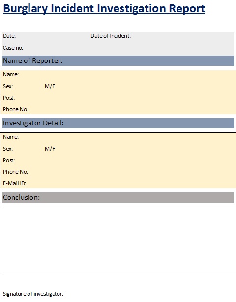 Investigation Report Writing