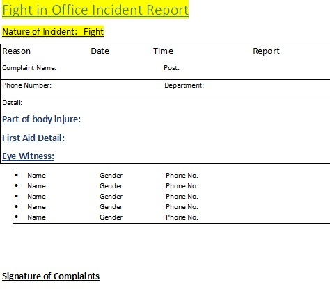 How To Write Incident Report Template
