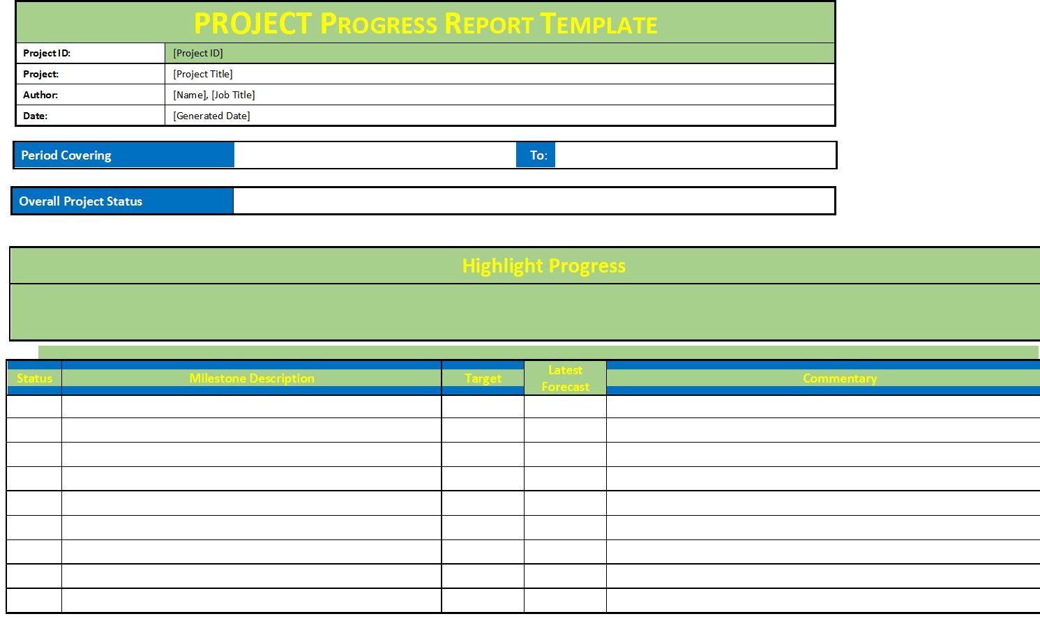 Project Progress Report Template (PPR) – Free Report Templates Inside Monthly Progress Report Template