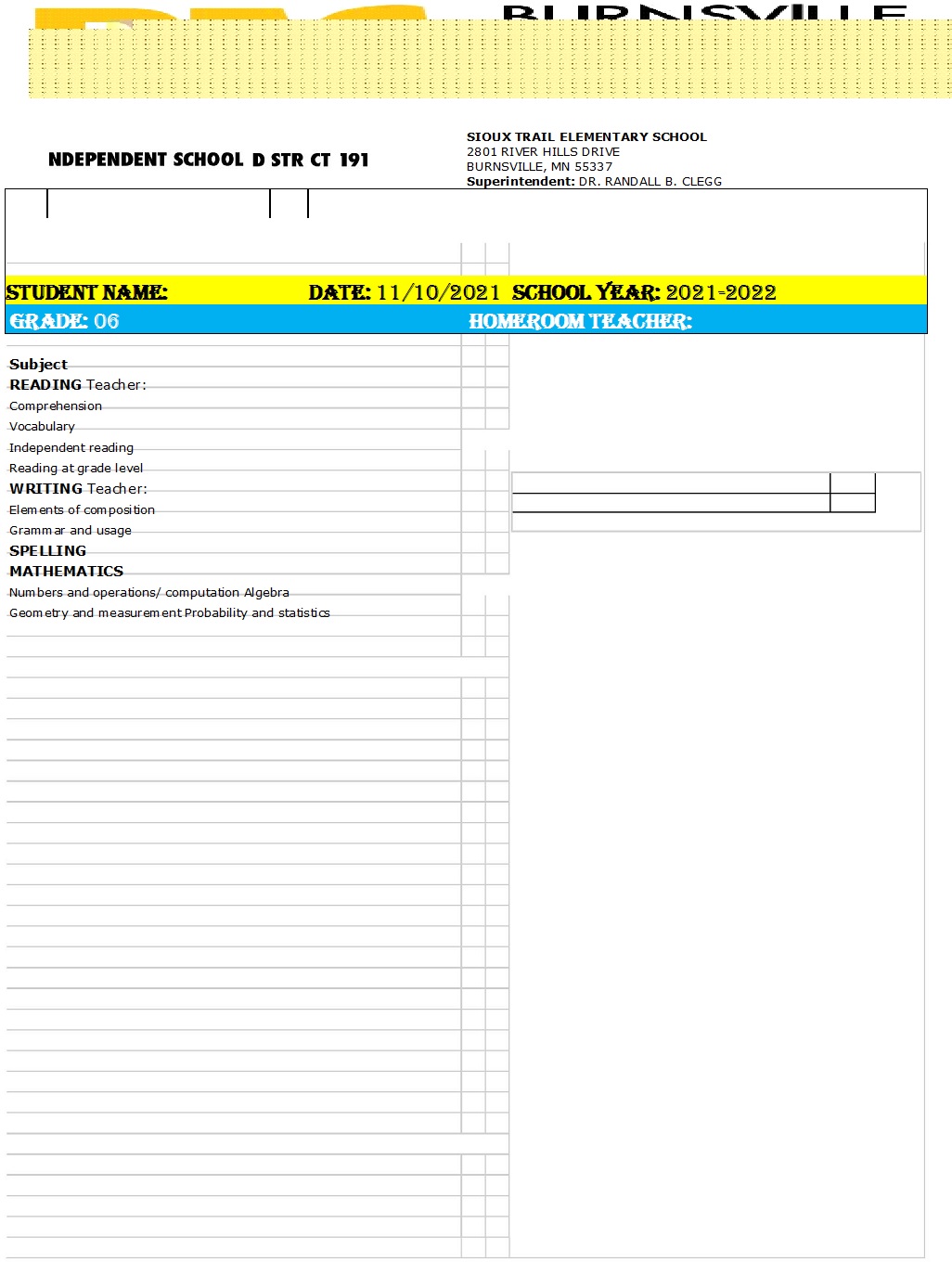 School Report Card Template – Free Report Templates With Regard To Report Card Format Template