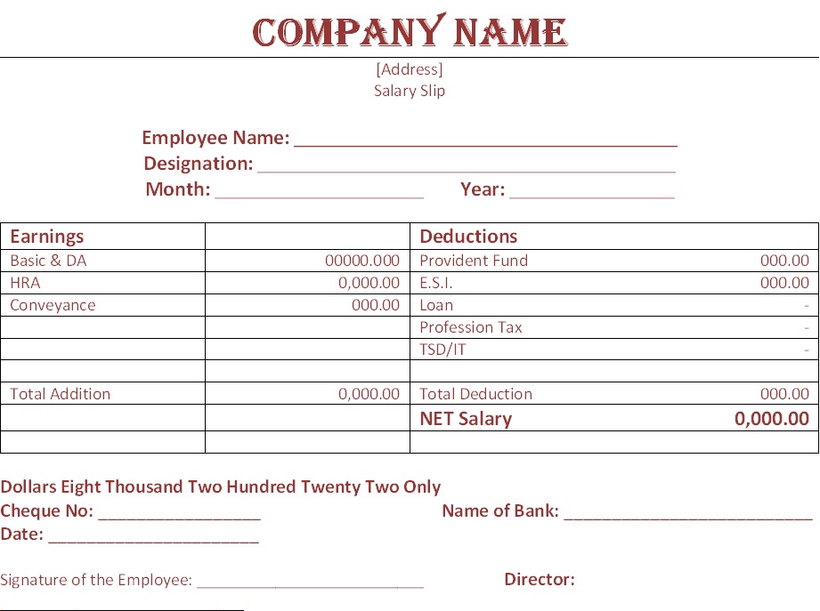 simple salary slip format