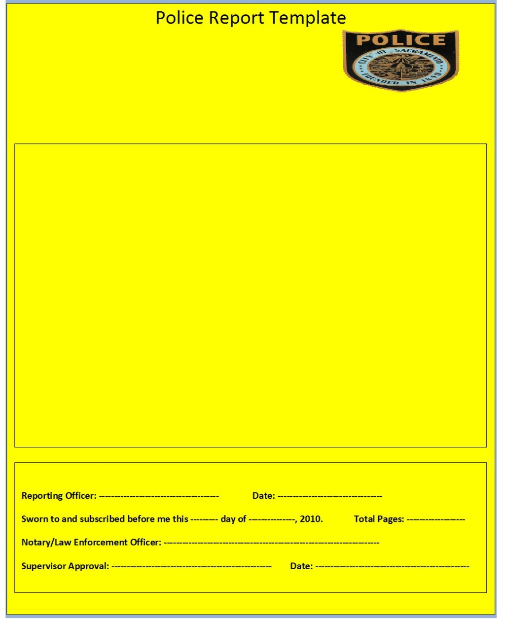 Free Police Report Template Free Report Templates Free Police Report Template Free Report Templates