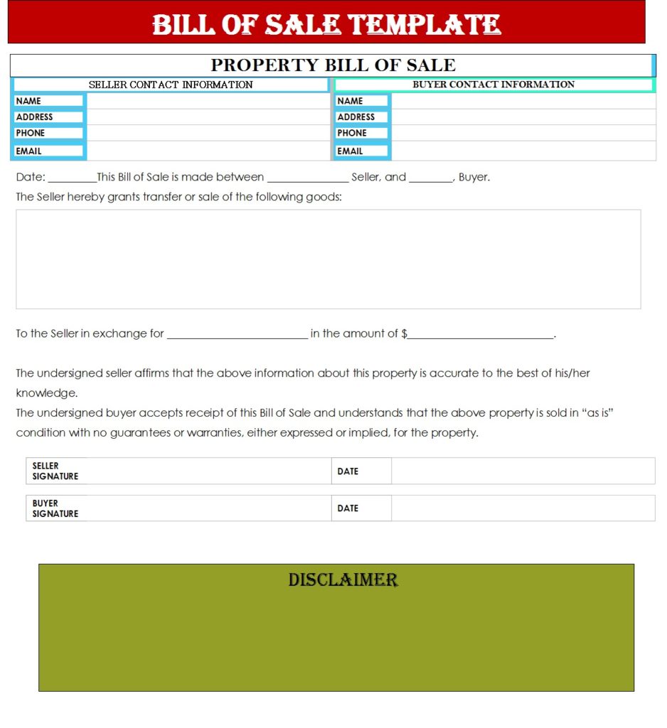 5 Best Bill Of Sale Templates Free Report Templates