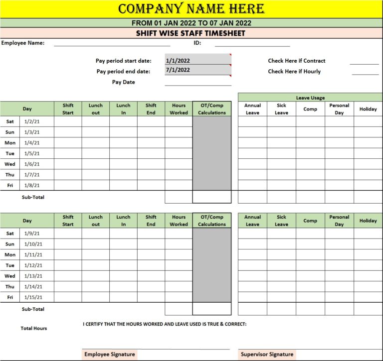 Timesheet Templates Free Report Templates