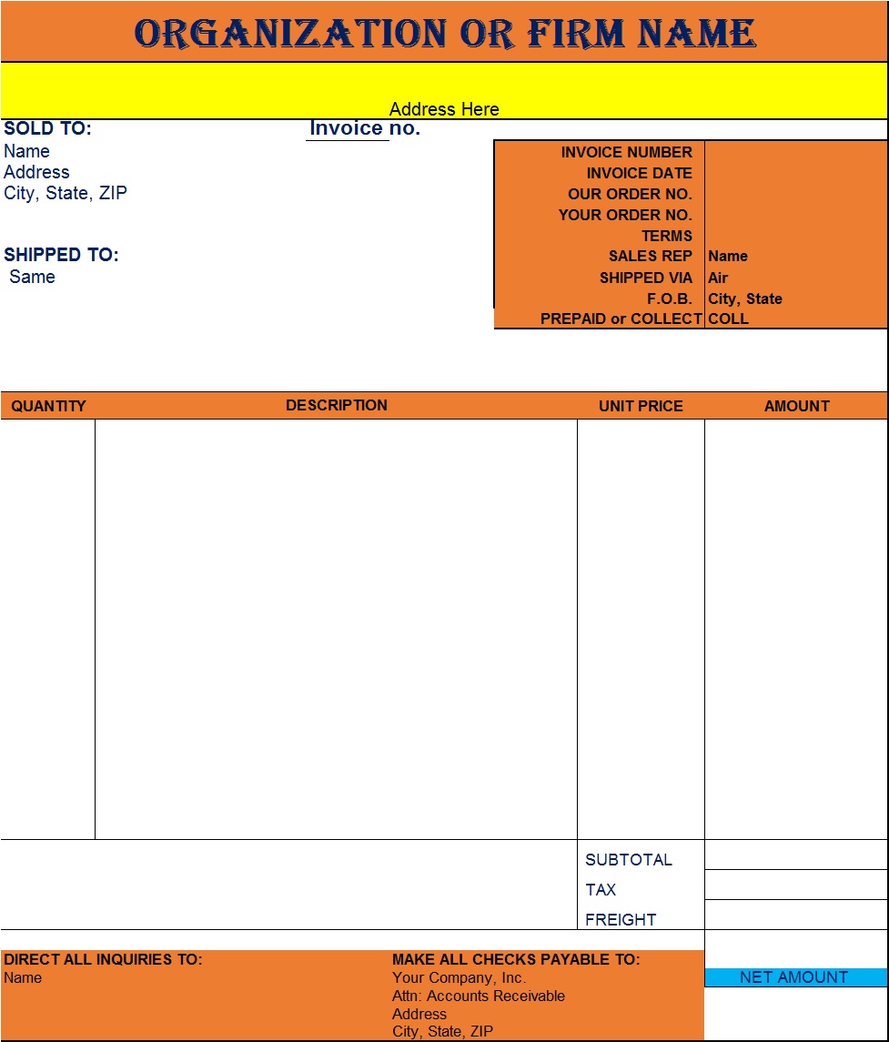 SERVICE INVOICE TEMPLATE