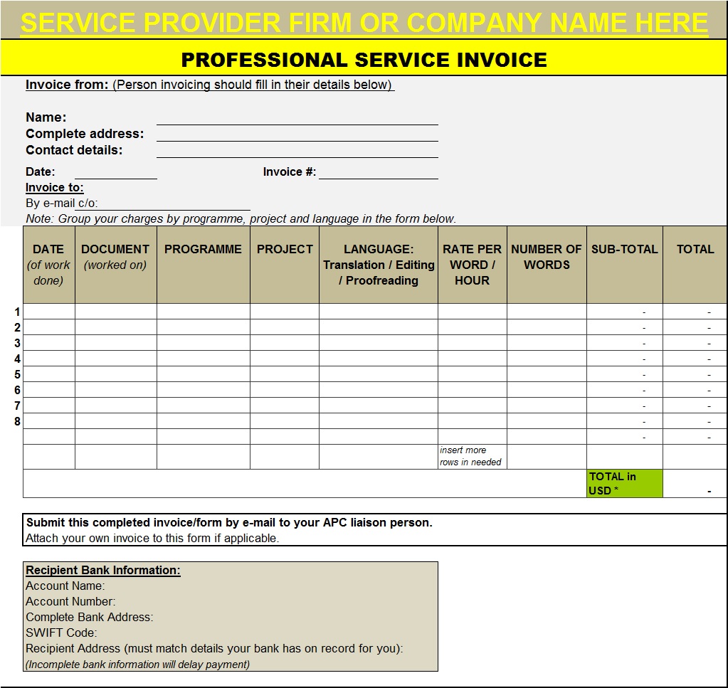 SERVICE INVOICE TEMPLATE