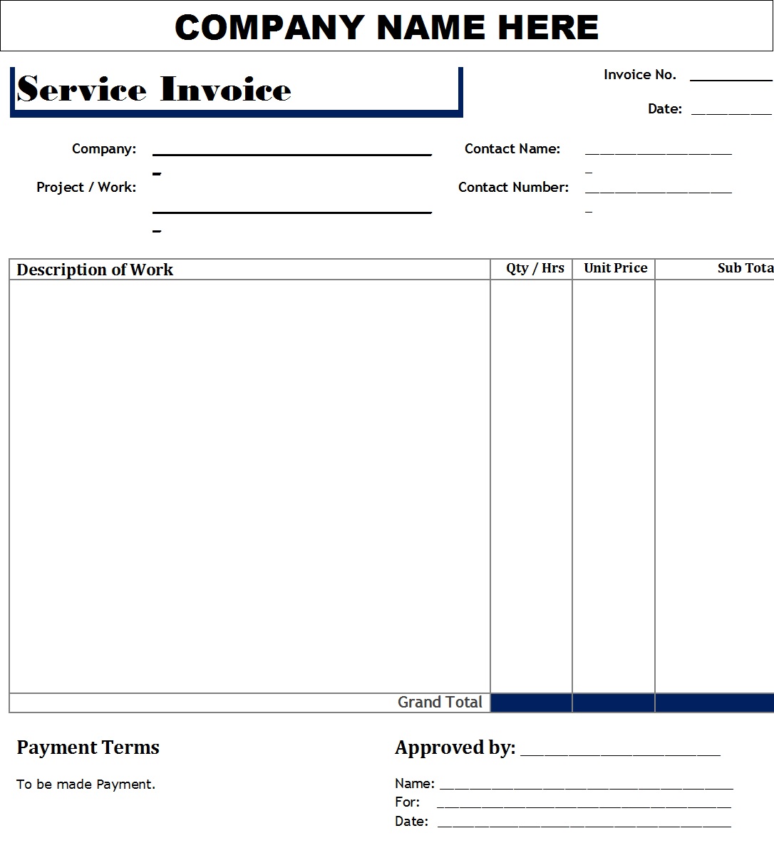 SERVICE INVOICE TEMPLATE