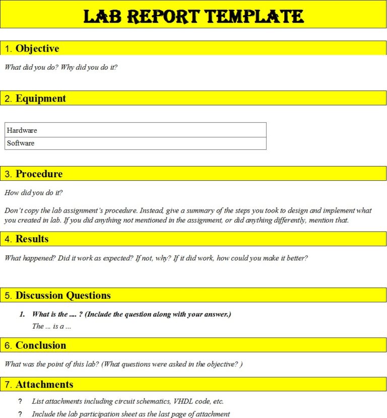 Free Lab Report Template - Free Report Templates