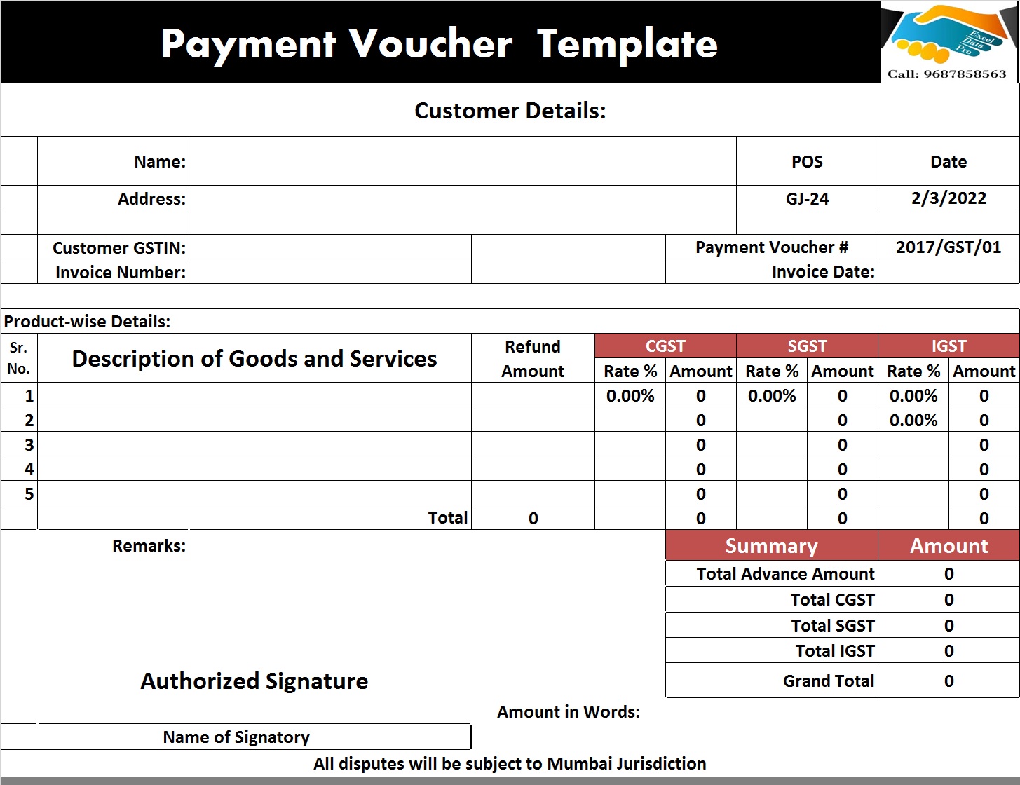 Payment Voucher Template Excel Free - Printable Templates