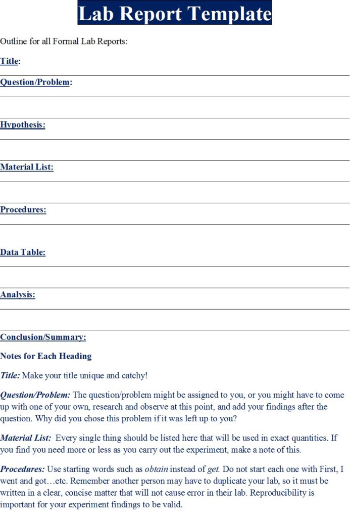 Free Lab Report Template - Free Report Templates