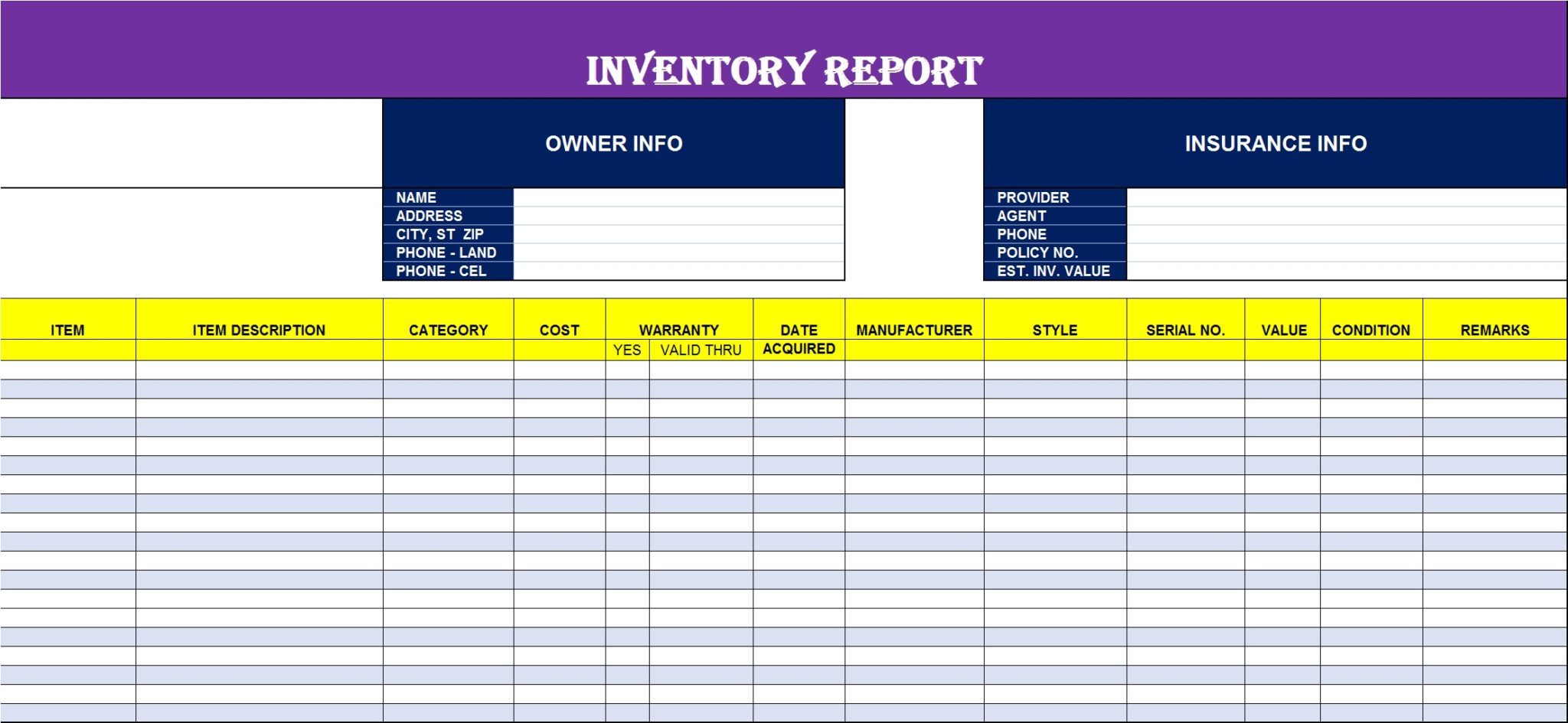 Top 5 Inventory List Templates - Free Report Templates