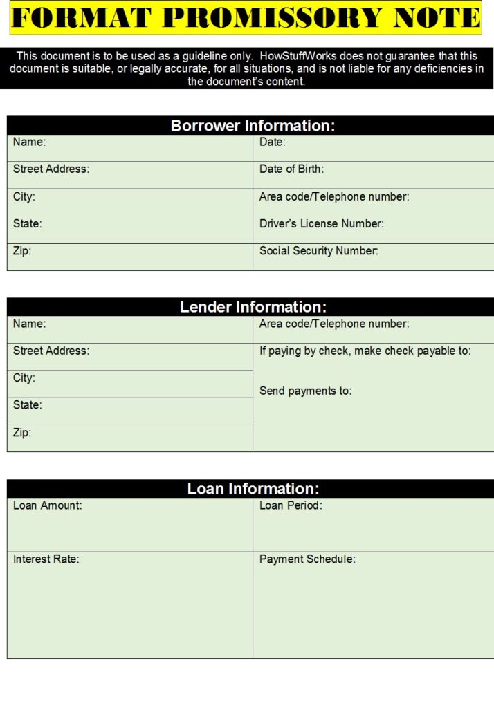 Top 6 Promissory Note Template - Free Report Templates