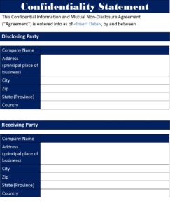4 Sample of Non-Disclosure Agreement Templates - Free Report Templates
