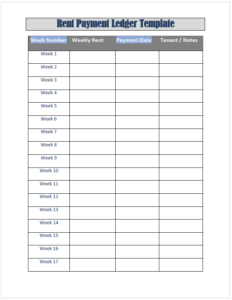Free Rental Ledger Templates - Free Report Templates