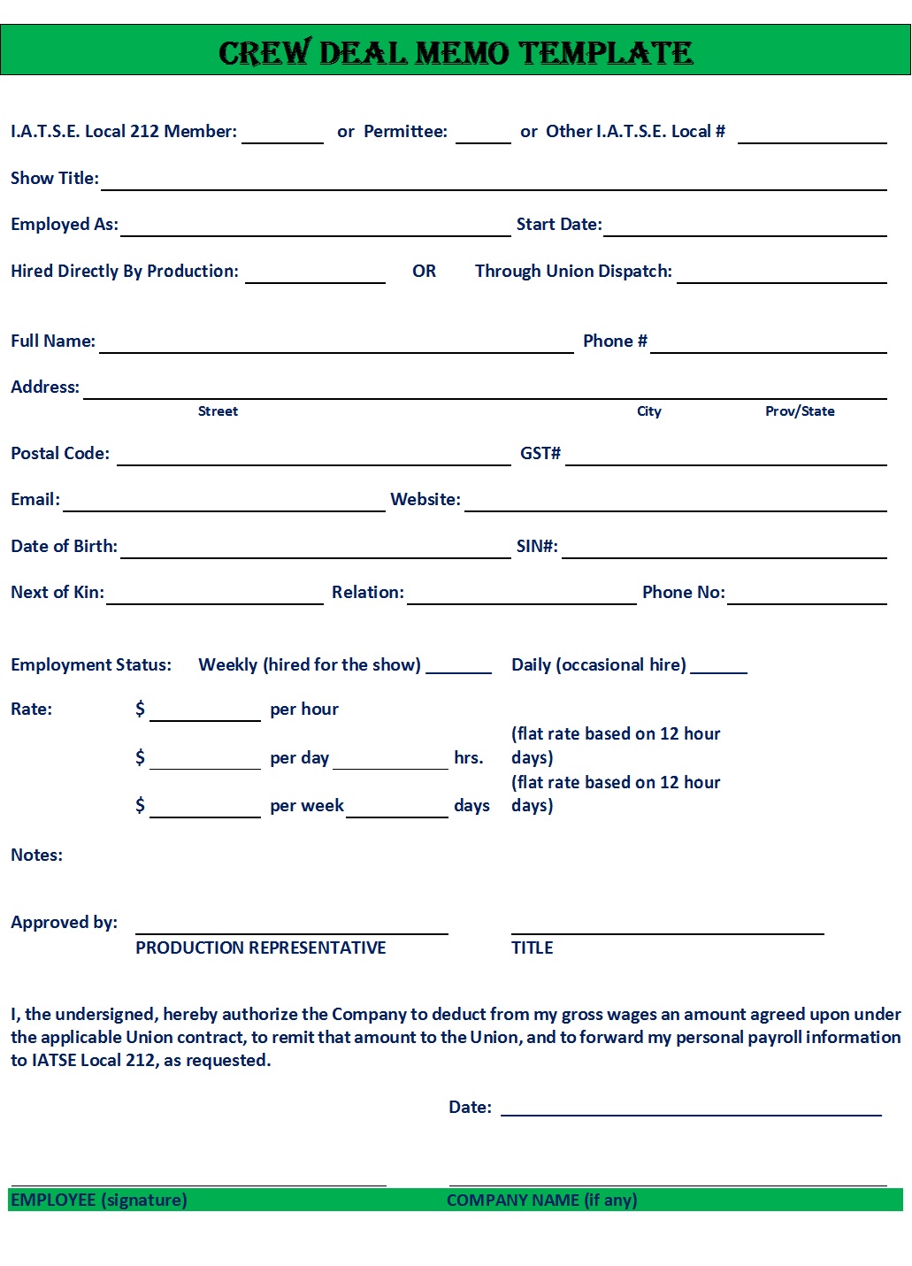 Deal Memo Film Templates The Essential Guide for Film Producers and ...