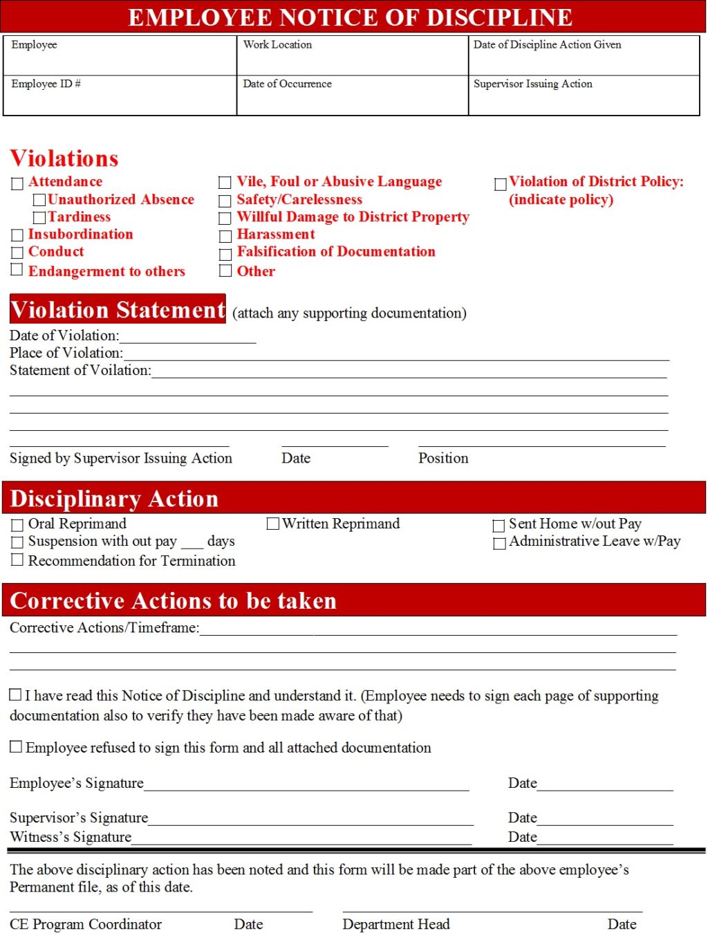 Disciplinary Action Form Templates Free Report Templates Disciplinary Action Form Templates Free Report Templates