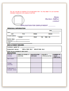 Job Application Templates - Free Report Templates