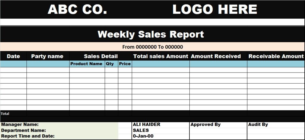 Excel Weekly Sales Status Report Template - Free Report Templates
