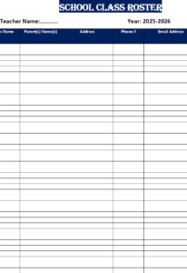 Class Roster Templates - Free Report Templates