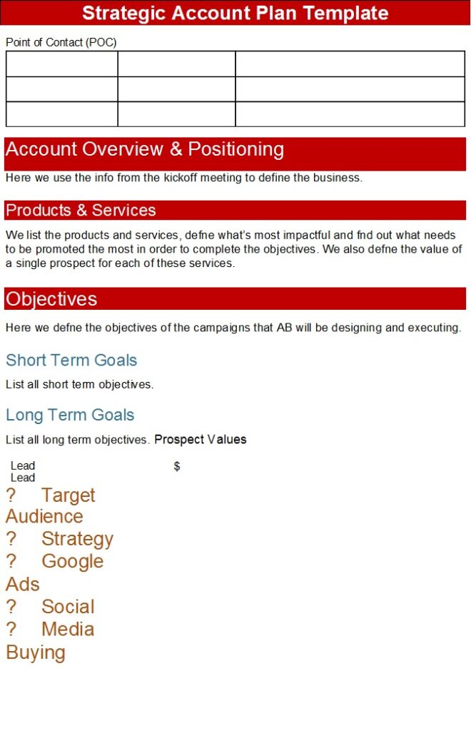 Strategic Key Account Plan Template - Free Report Templates
